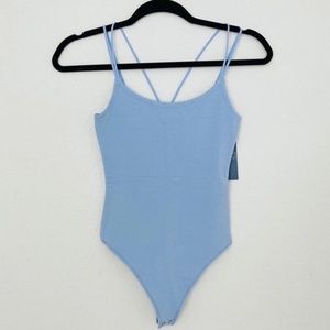 Abercrombie &Fitch Women’s Spaghetti Strap Bodysuit, Size Medium, Light blue,NWT